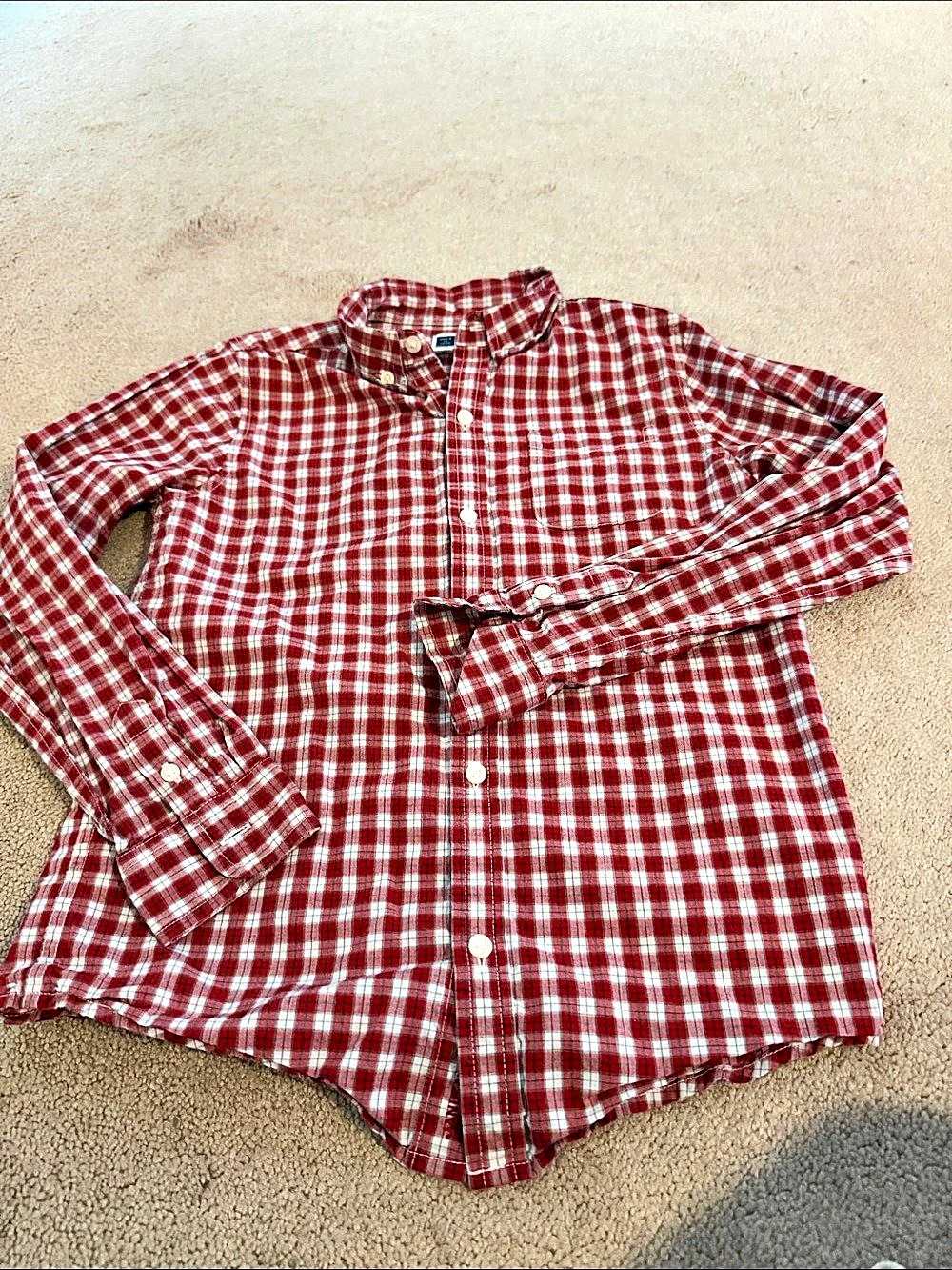 Janie and Jack Red Plaid Poplin Button Up Shirt Red & White